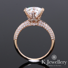 將圖片載入圖庫檢視器 Moissanite 18K Gold Setting Paved Ring 18K莫桑石六爪密鑲戒指
