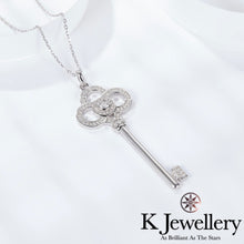 Load image into gallery viewer Moissanite Crown Pave Key Necklace Moissanite Crown Key Necklace
