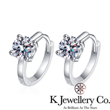 Load image into gallery viewer Moissanite 0.5ct Four Prongs Circle Earrings Moissanite 50 points four prong earrings
