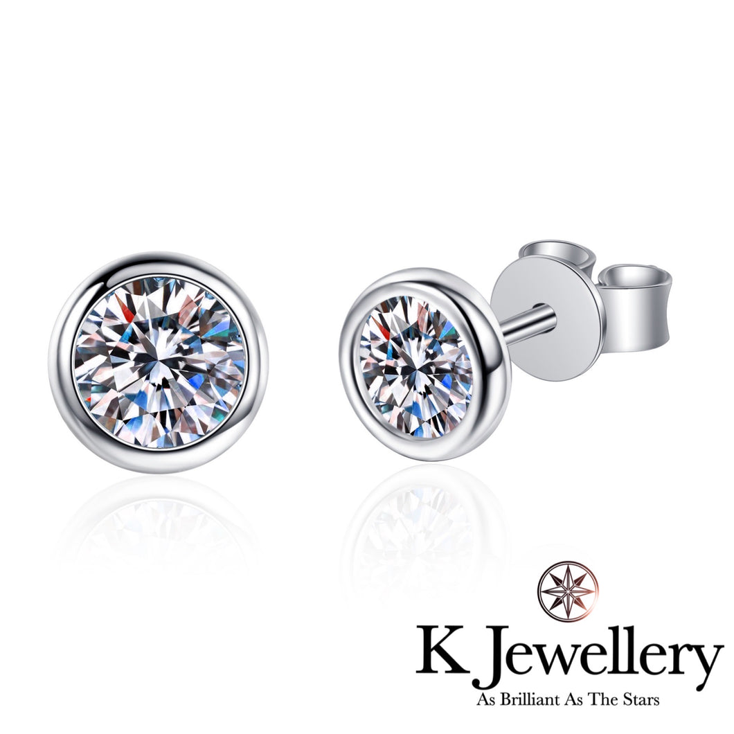 Moissanite Round Earrings Moissanite Round Bubble Earrings