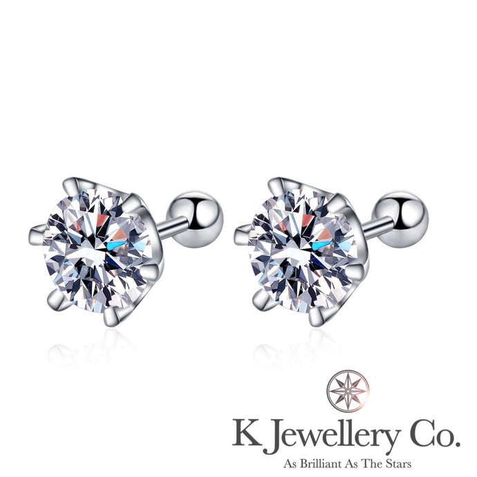 Moissanite Six Prong Ear Studs 莫桑石六爪高鑲螺絲款耳環