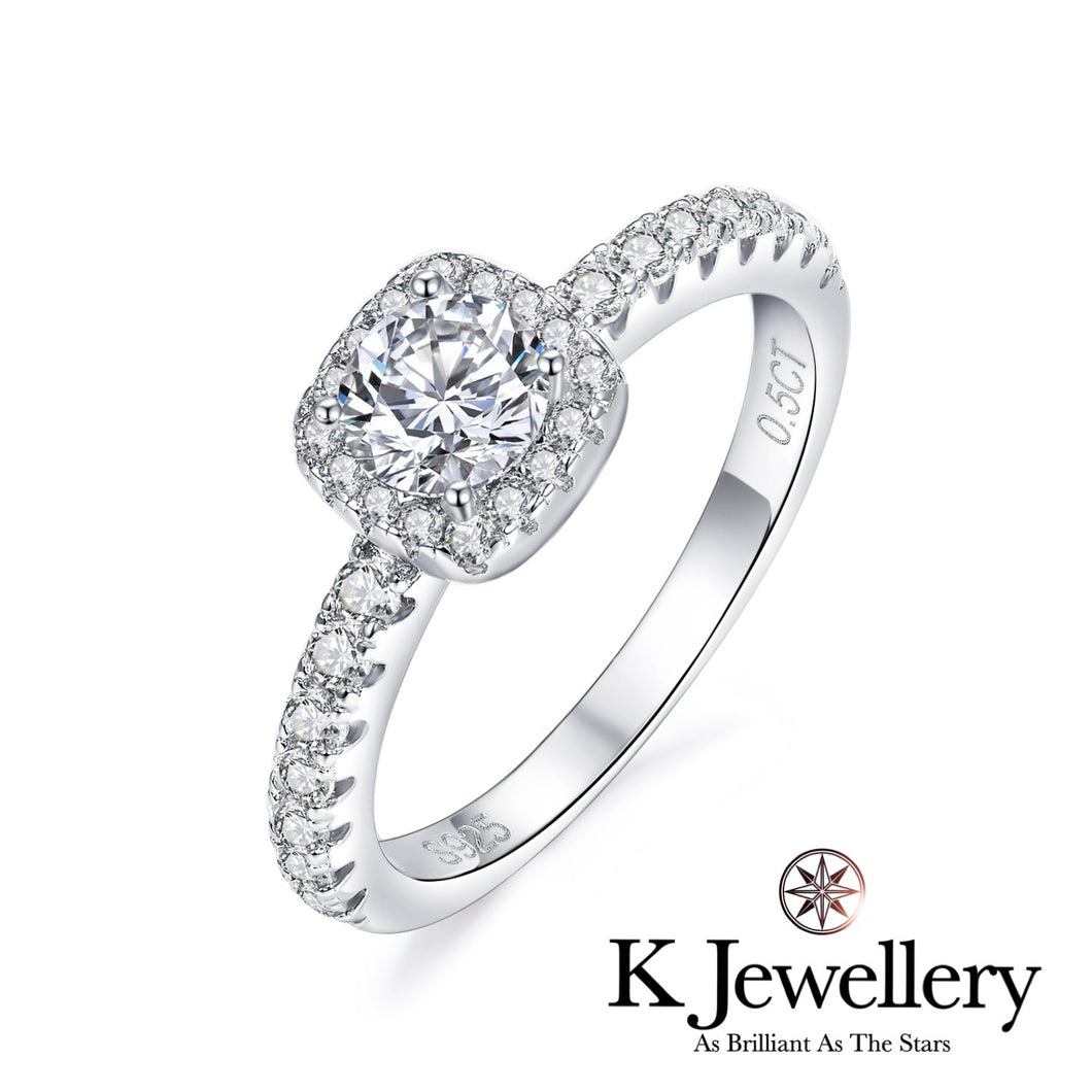 Moissanite Square Full Paved Ring moissanite square surrounding ring