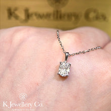 Load image into gallery viewer Moissanite Oval Four Prong Necklace Moissanite Oval Clear Setting Necklace

