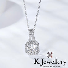 Load image into gallery viewer Moissanite Square Full Paved Necklace Moissanite Square Full Paved Necklace
