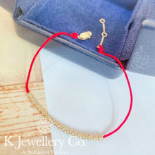 將圖片載入圖庫檢視器 Diamond 18K Gold Diamond Red Bracelet 18K金鑽石26分小紅繩
