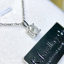 Load image into gallery viewer Moissanite Oval Four Prong Necklace Moissanite Oval Clear Setting Necklace
