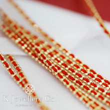 將圖片載入圖庫檢視器 18K Gold Red Bracelet 18K 黃金編織紅繩手鏈
