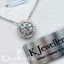 Load image into gallery viewer Moissanite Round Halo Necklace Moissanite Round Halo Necklace
